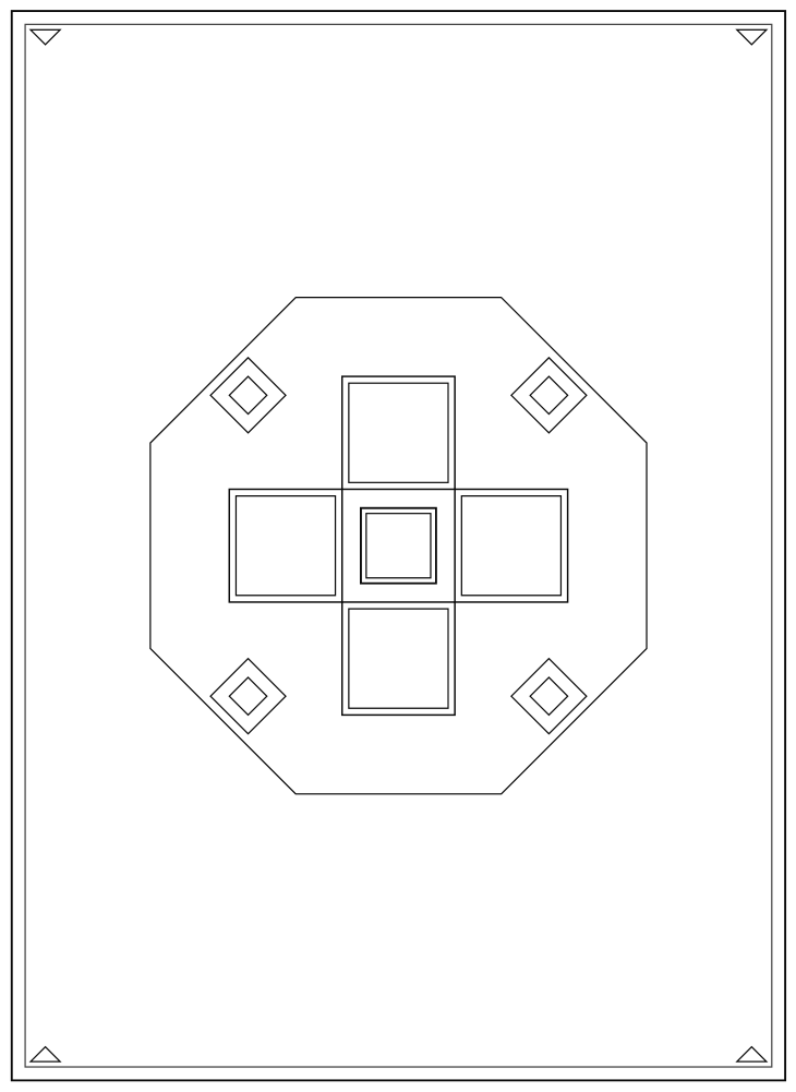 Line drawing of the Jaffa Rose pattern