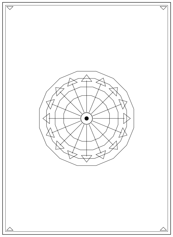 Line drawing of the Sun of Hebron pattern
