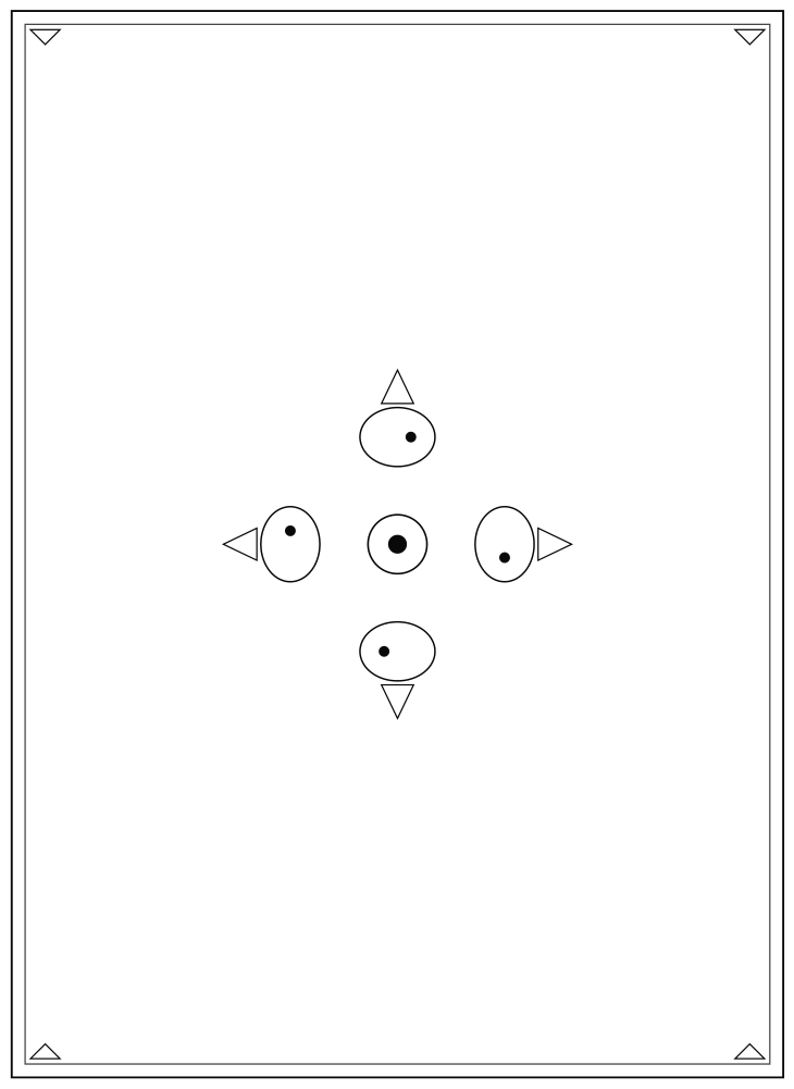 Line drawing of the Four Hawk Heads pattern