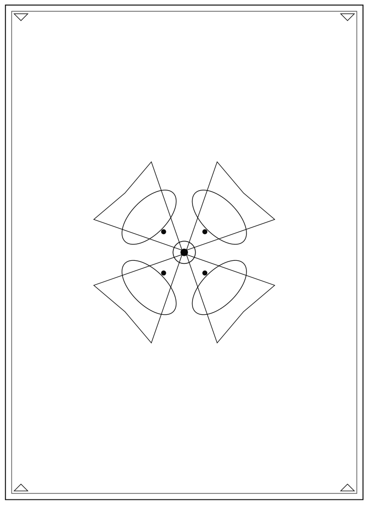 Line drawing of the Four Fish Center pattern