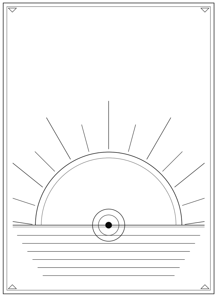 Line drawing of the Rising Sun pattern